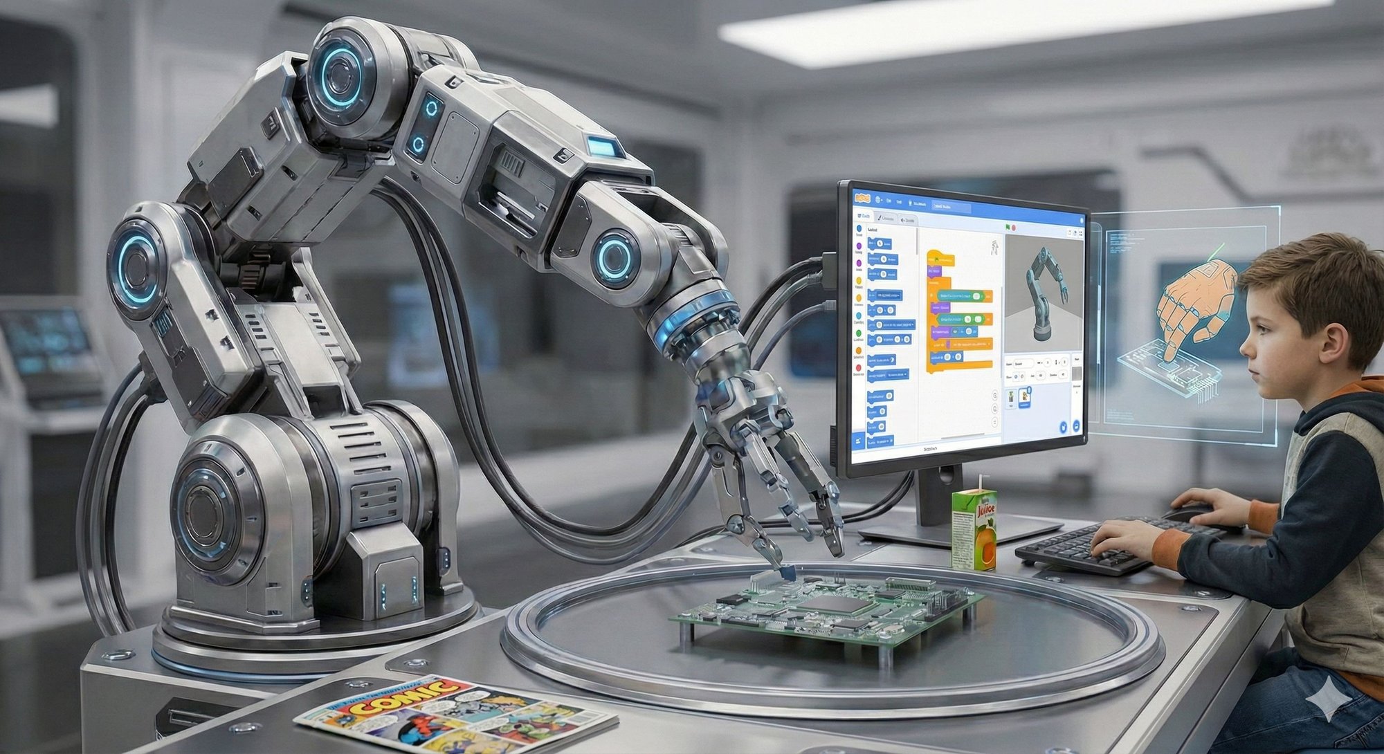 Sigmafintech-Kids-Courses-RoboticArm-Program-kid